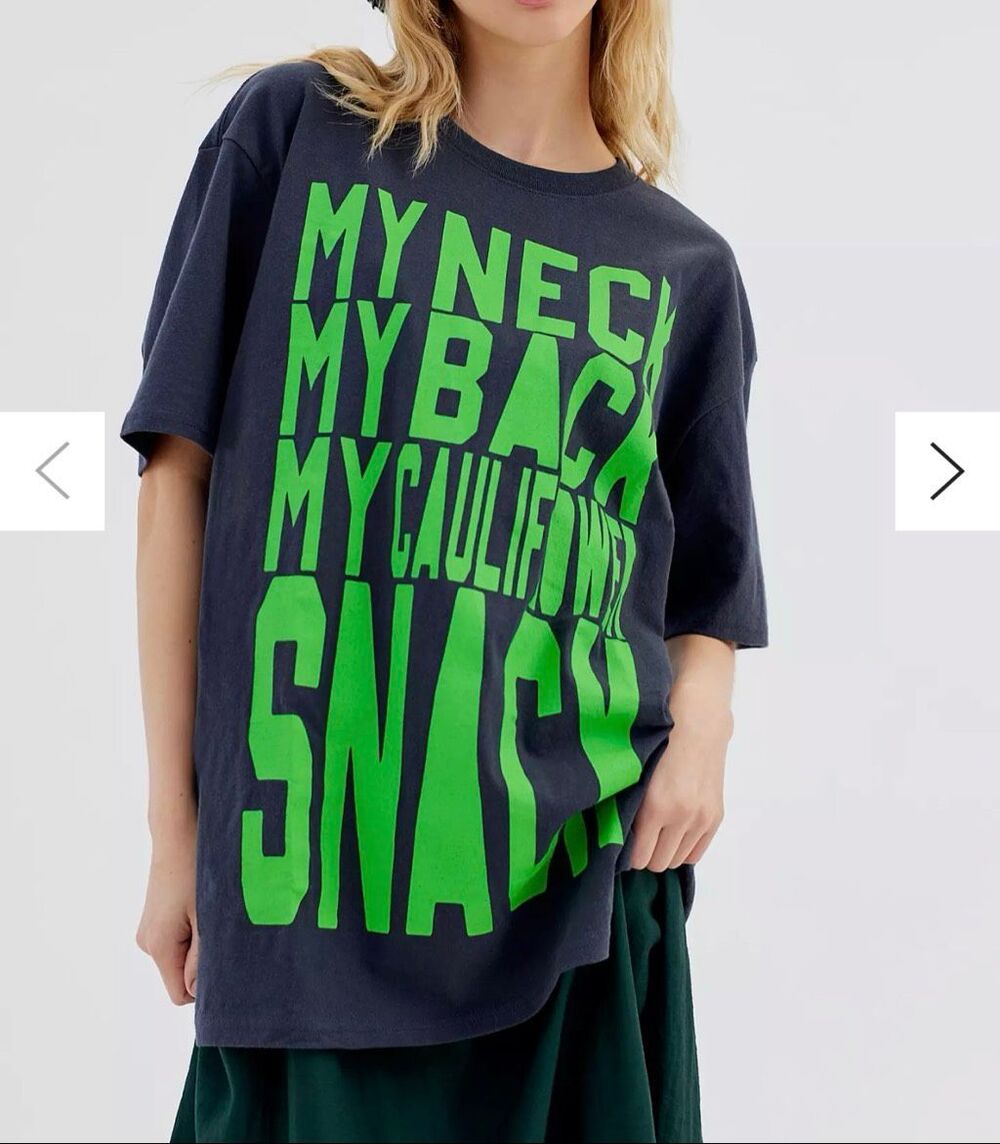 Urban Outfitters UO Snack Time Oversized Graphic Tee Black XS/S NEW